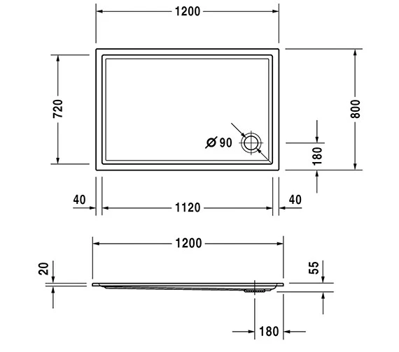 Duravit Starck 1200mm Wide Slimline Shower Tray 2 Duravit Starck 1200mm Wide Slimline Shower Tray - Image 2