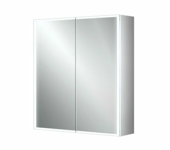 HIB Qubic Double Door LED Aluminium 700mm Height Mirror Cabinet 2 HIB Qubic Double Door LED Aluminium 700mm Height Mirror Cabinet - Image 2