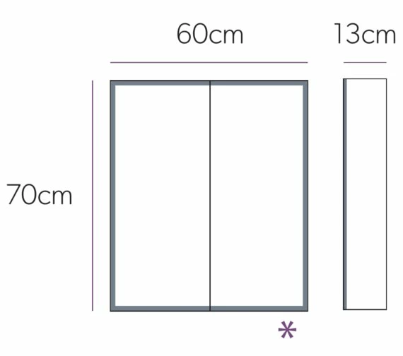 HIB Qubic Double Door LED Aluminium 700mm Height Mirror Cabinet 3 HIB Qubic Double Door LED Aluminium 700mm Height Mirror Cabinet - Image 3
