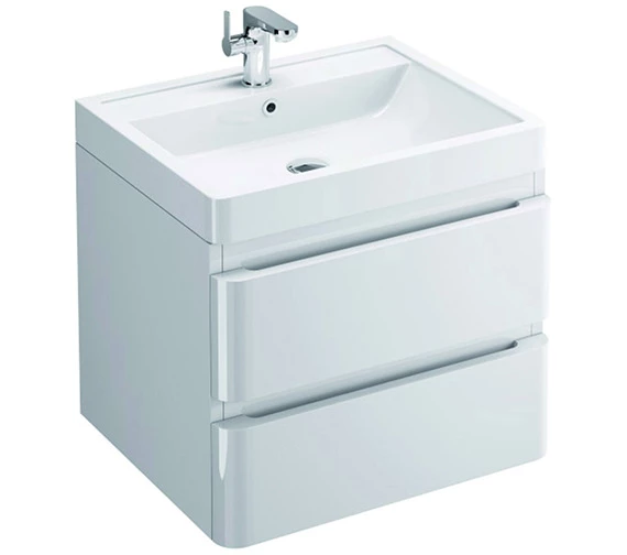 IMEX Flite White Wall Hung Double Drawer Unit And Basin 600mm 1 IMEX Flite White Wall Hung Double Drawer Unit And Basin 600mm