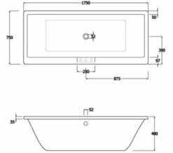 RAK Evolution Double Ended 1750mm X 750mm Easyflow Acrylic Bath White 5 RAK Evolution Double Ended 1750mm X 750mm Easyflow Acrylic Bath White -UK Bathroom Products Sales 2024 M 2016 3 31 6 35 3 435