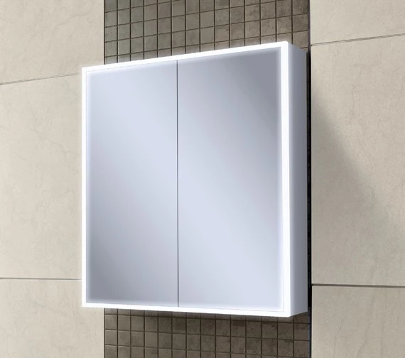 HIB Qubic Double Door LED Aluminium 700mm Height Mirror Cabinet 1 HIB Qubic Double Door LED Aluminium 700mm Height Mirror Cabinet