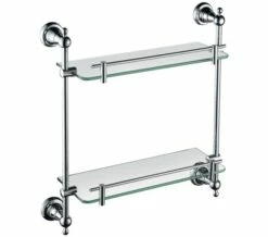 Heritage Holborn 410mm Double Glass Shelf With Chrome Brackets