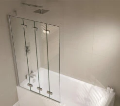 April Prestige 965 X 1500mm Frame-less 4 Fold Bath Screen