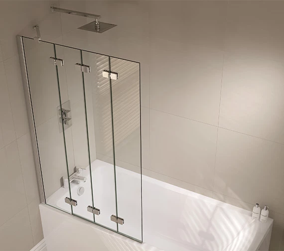 April Prestige 965 X 1500mm Frame-less 4 Fold Bath Screen 1 April Prestige 965 X 1500mm Frame-less 4 Fold Bath Screen