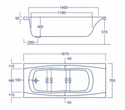 Carron Imperial Single Ended Twin Grip White Acrylic Bath 5mm - 1675 X 700mm