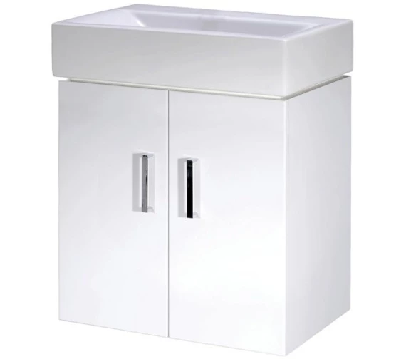 Nuie Mayford 450 X 320mm Wall Hung Gloss White Cabinet With Basin 2 Nuie Mayford 450 X 320mm Wall Hung Gloss White Cabinet With Basin - Image 2