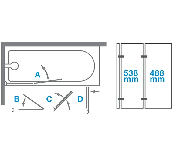 Merlyn Ionic Two Panel Folding Bathscreen 1100 X 1500mm 2 Merlyn Ionic Two Panel Folding Bathscreen 1100 X 1500mm - Image 2