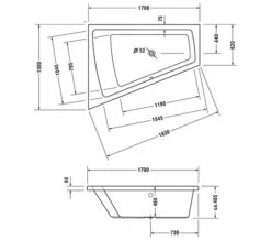 Duravit Paiova Built In Bath With One Backrest Slope -UK Bathroom Products Sales 2024 M 2017 12 25 6 55 10 552