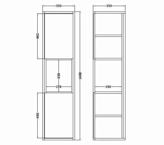 Hudson Reed Coast 350 X 1400mm Tall Boy Unit With Open Shelf 3 Hudson Reed Coast 350 X 1400mm Tall Boy Unit With Open Shelf - Image 3