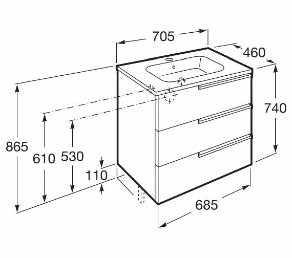 Roca Victoria-N Unik Luxurious 3-Drawer Wall Hung Unit 600mm With Basin 7 Roca Victoria-N Unik Luxurious 3-Drawer Wall Hung Unit 600mm With Basin - Image 7