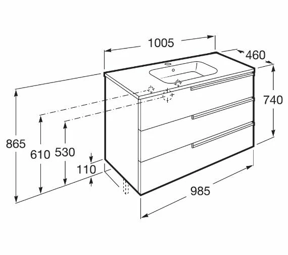Roca Victoria-N Unik Luxurious 3-Drawer Wall Hung Unit 600mm With Basin 9 Roca Victoria-N Unik Luxurious 3-Drawer Wall Hung Unit 600mm With Basin - Image 9