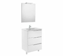 Roca Victoria-N Gloss White 700 X 740mm Vanity Unit Pack With Mirror And Spotlight