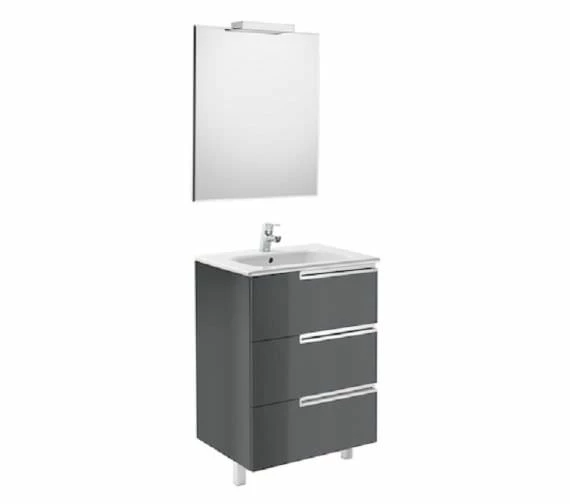 Roca Victoria-N Gloss White 700 X 740mm Vanity Unit Pack With Mirror And Spotlight 5 Roca Victoria-N Gloss White 700 X 740mm Vanity Unit Pack With Mirror And Spotlight - Image 5