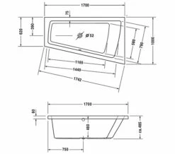 Duravit Paiova Right-Left Built-In Bath With 1 Backrest Slope
