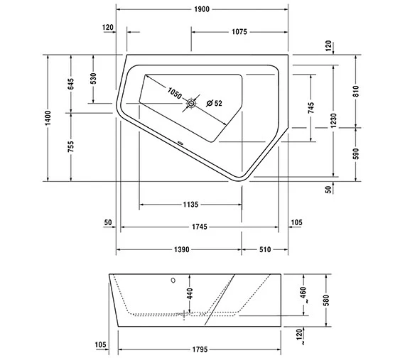 Duravit Paiova 1900mm X 1400mm Right-Left 5 Corner Bath With Panel 2 Duravit Paiova 1900mm X 1400mm Right-Left 5 Corner Bath With Panel - Image 2