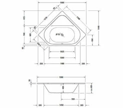 Duravit D-Code 1400 X 1400mm Built-In Corner Bathtub With Support Feet