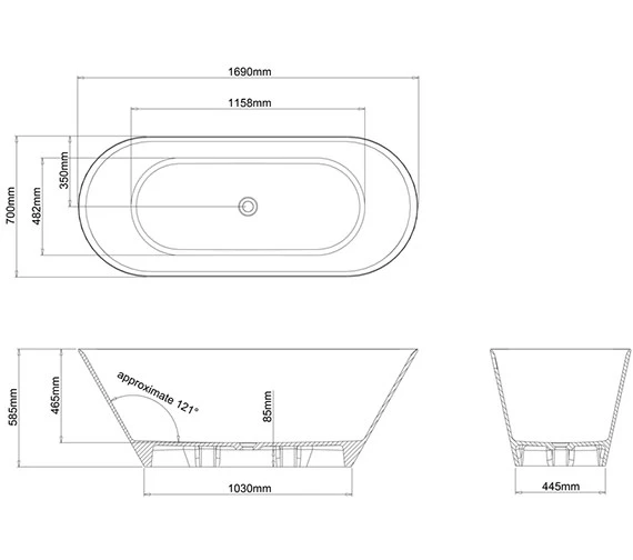 Clearwater Sontuoso Clearstone Freestanding Bath 1690 X 700mm 3 Clearwater Sontuoso Clearstone Freestanding Bath 1690 X 700mm - Image 3