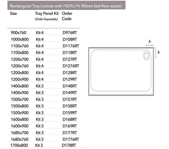 Merlyn Mstone Rectangular 50mm Height Shower Tray With Waste 3 Merlyn Mstone Rectangular 50mm Height Shower Tray With Waste - Image 3