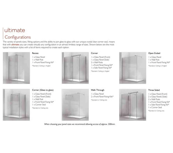 Kudos Ultimate 1952mm High Flat Glass 8mm Shower Panel 2 Kudos Ultimate 1952mm High Flat Glass 8mm Shower Panel - Image 2