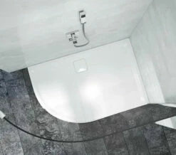 Merlyn Level25 Offset Quadrant 1200 X 900mm White Tray With Waste