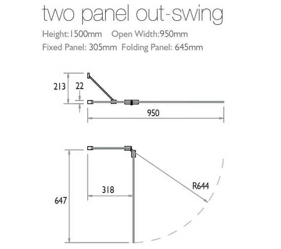 Kudos Inspire 950 X 1500mm Two Panel Outswing Bath Screen 2 Kudos Inspire 950 X 1500mm Two Panel Outswing Bath Screen - Image 2