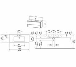 Duravit L-Cube Wall Mounted 2 Drawer Vanity Unit For Me-By-Starck Basin -UK Bathroom Products Sales 2024 M 2018 3 1 7 25 53 654