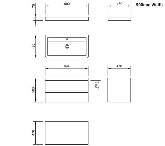 IMEX Flite White Wall Hung Double Drawer Unit And Basin 600mm 5 IMEX Flite White Wall Hung Double Drawer Unit And Basin 600mm - Image 5