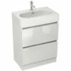 IMEX Echo 600mm Double Drawer Floor Standing Unit And Basin White Gloss