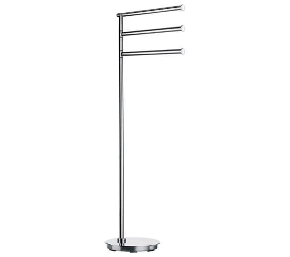 Smedbo Outline Lite Free Standing Polished Stainless Steel Triple Towel Rail Base Round 2 Smedbo Outline Lite Free Standing Polished Stainless Steel Triple Towel Rail Base Round - Image 2