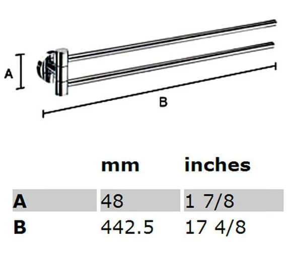 Smedbo Home 440mm Swing Arm Towel Rail 2 Smedbo Home 440mm Swing Arm Towel Rail - Image 2