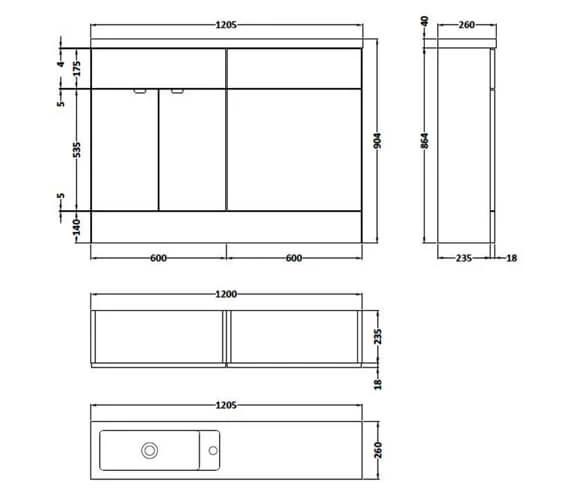 Hudson Reed Fusion 1200mm Compact Furniture Pack - Vanity And WC Unit With Basin 3 Hudson Reed Fusion 1200mm Compact Furniture Pack - Vanity And WC Unit With Basin - Image 3
