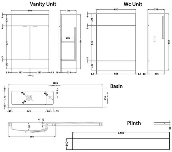 Hudson Reed Fusion 1200mm Compact Furniture Pack - Vanity And WC Unit With Basin 9 Hudson Reed Fusion 1200mm Compact Furniture Pack - Vanity And WC Unit With Basin - Image 9