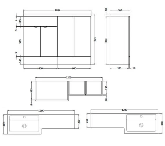 Hudson Reed Fusion 1200mm Full Depth Furniture Pack - Vanity And 2 Base Unit With Basin 2 Hudson Reed Fusion 1200mm Full Depth Furniture Pack - Vanity And 2 Base Unit With Basin - Image 2