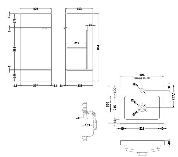 Hudson Reed Fusion 400mm Full Depth Floor-Standing Vanity Unit And Basin 3 Hudson Reed Fusion 400mm Full Depth Floor-Standing Vanity Unit And Basin - Image 3