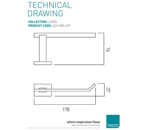 Vado Wall Mounted Chrome Toilet Paper Holder 5 Vado Wall Mounted Chrome Toilet Paper Holder - Image 5