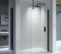 Kudos Ultimate Black 1952mm High Flat 8mm Glass Shower Panel