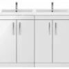 Nuie Athena 1200mm Wide Floor Standing 4 Door Cabinet And Double Basin