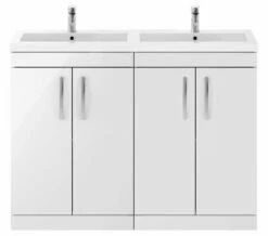Nuie Athena 1200mm Wide Floor Standing 4 Door Cabinet And Double Basin