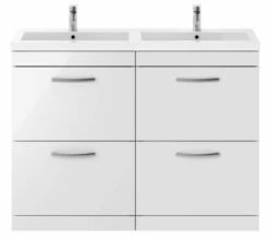 Nuie Athena 1200mm Wide Floor Standing 4 Drawer Cabinet And Double Basin
