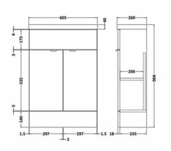 Hudson Reed Fusion 600mm Floor-Standing Slimline Vanity Unit And Basin -UK Bathroom Products Sales 2024 M 2019 2 5 13 47 33 169