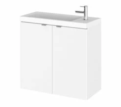 Hudson Reed Fusion 600mm Wall Hung 2 Door Slimline Vanity Unit And Basin