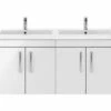 Nuie Athena 1205 X 390mm Wall Hung 4 Door Cabinet And Double Basin