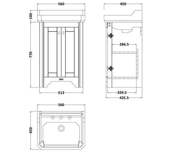 Hudson Reed Old London 2 Door Floor Standing Vanity Unit With Basin 3 Hudson Reed Old London 2 Door Floor Standing Vanity Unit With Basin - Image 3