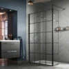 Hudson Reed Black Framed Walk-In Wetroom Screen And Support Bar