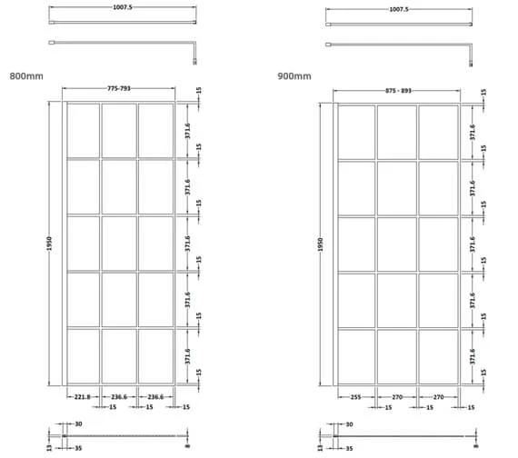 Hudson Reed Black Framed Walk-In Wetroom Screen And Support Bar 7 Hudson Reed Black Framed Walk-In Wetroom Screen And Support Bar - Image 7