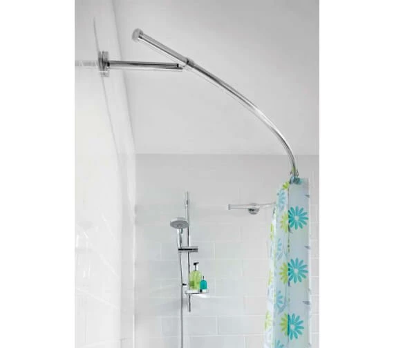 Croydex Luxury Curved Chrome Shower Curtain Rail Rod 1 Croydex Luxury Curved Chrome Shower Curtain Rail Rod