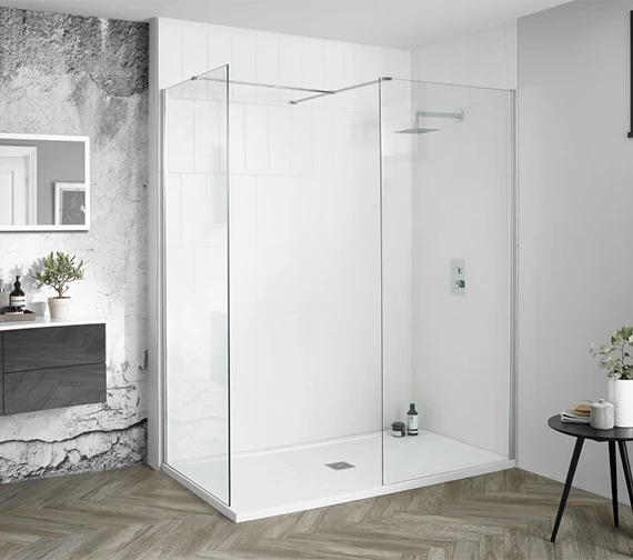 Aquadart Wetroom 8 Polished Silver 2000mm Height Walk-In Shower Glass Panel 1 Aquadart Wetroom 8 Polished Silver 2000mm Height Walk-In Shower Glass Panel
