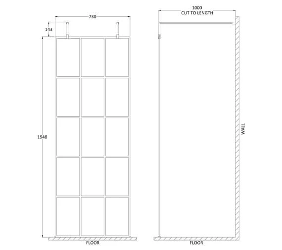 Hudson Reed Black Frame Shower Screen With Arms And Feet 3 Hudson Reed Black Frame Shower Screen With Arms And Feet - Image 3