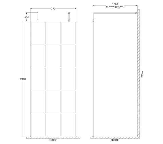 Hudson Reed Black Frame Shower Screen With Arms And Feet 5 Hudson Reed Black Frame Shower Screen With Arms And Feet - Image 5